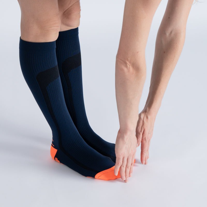 Comfort Compression Socks for Work, Travel and All-Day Leg Support - Blue Orange