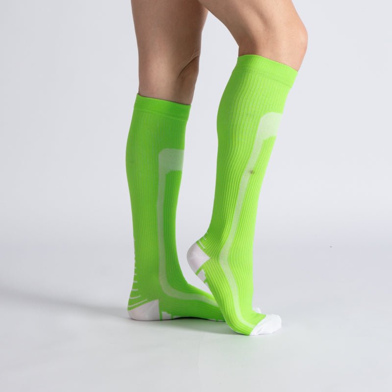 Comfort Compression Socks for Work, Travel and All-Day Leg Support - Green White