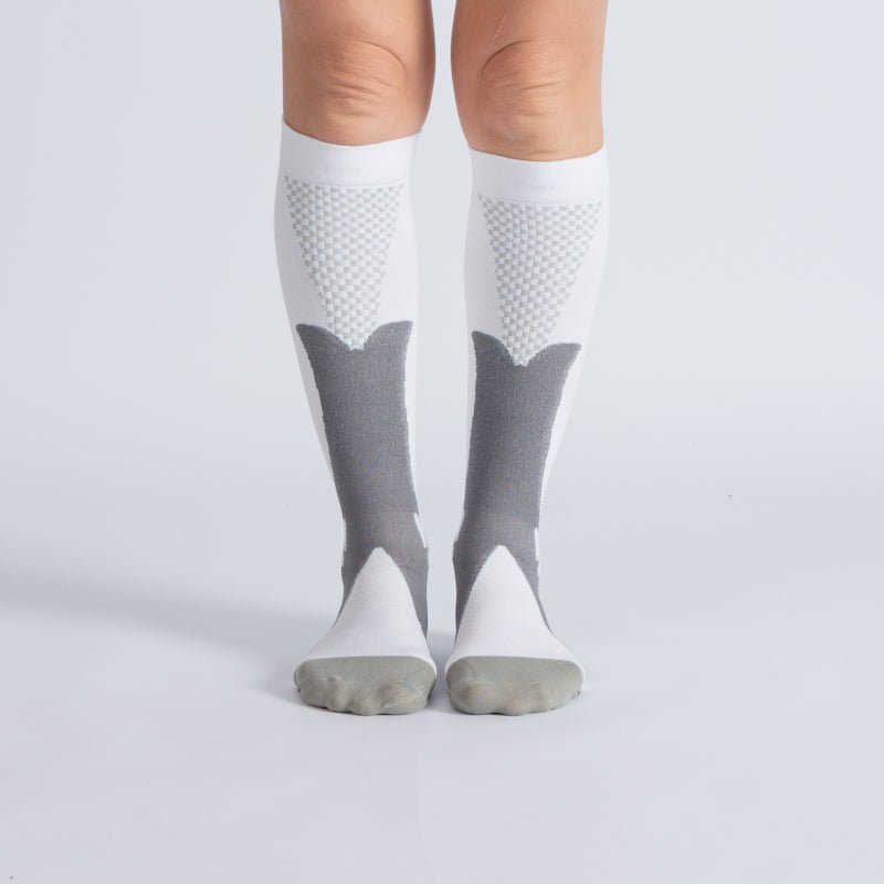 Comfort Compression Socks for Work, Travel and All-Day Leg Support - White Grey