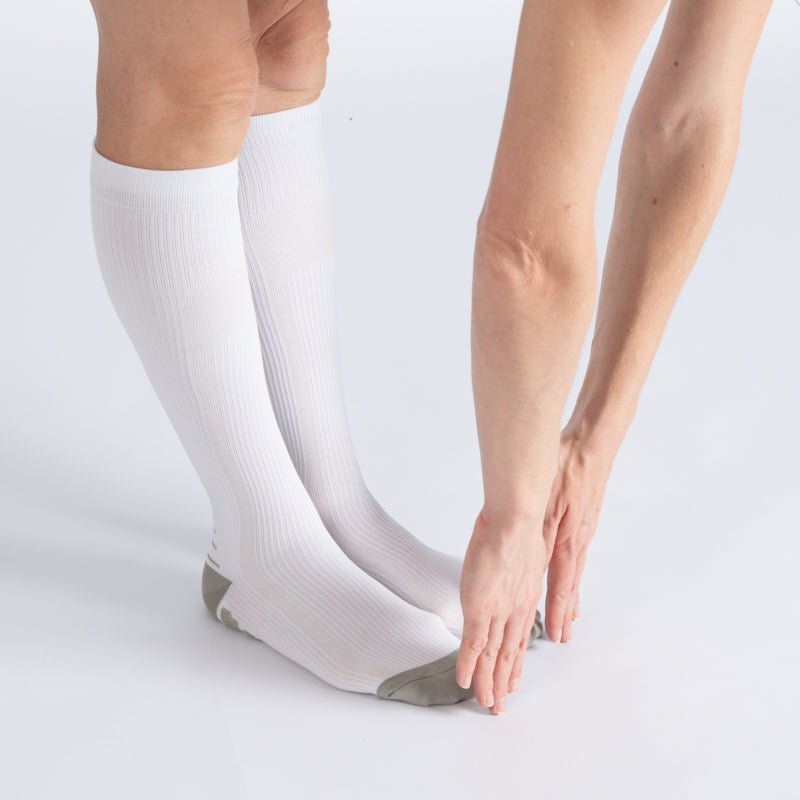 6-Pack White Compression Socks for Work, Travel and All-Day Leg Support