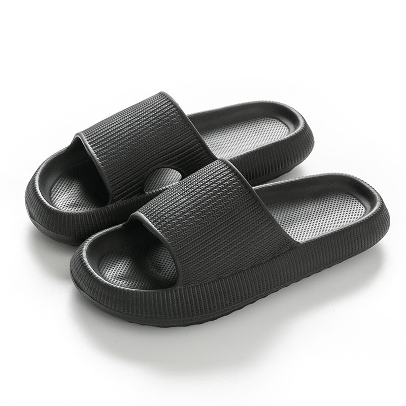 Heel Support Cushion Slides for Home, Shower and Everyday Foot Comfort - Black