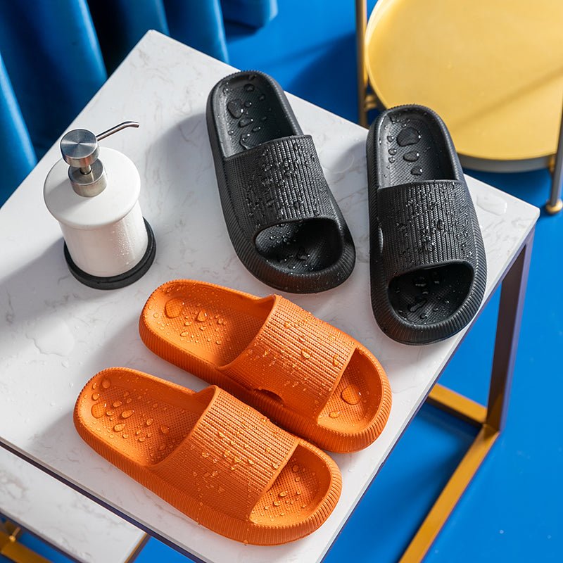 Heel Support Cushion Slides for Home, Shower and Everyday Foot Comfort - Black
