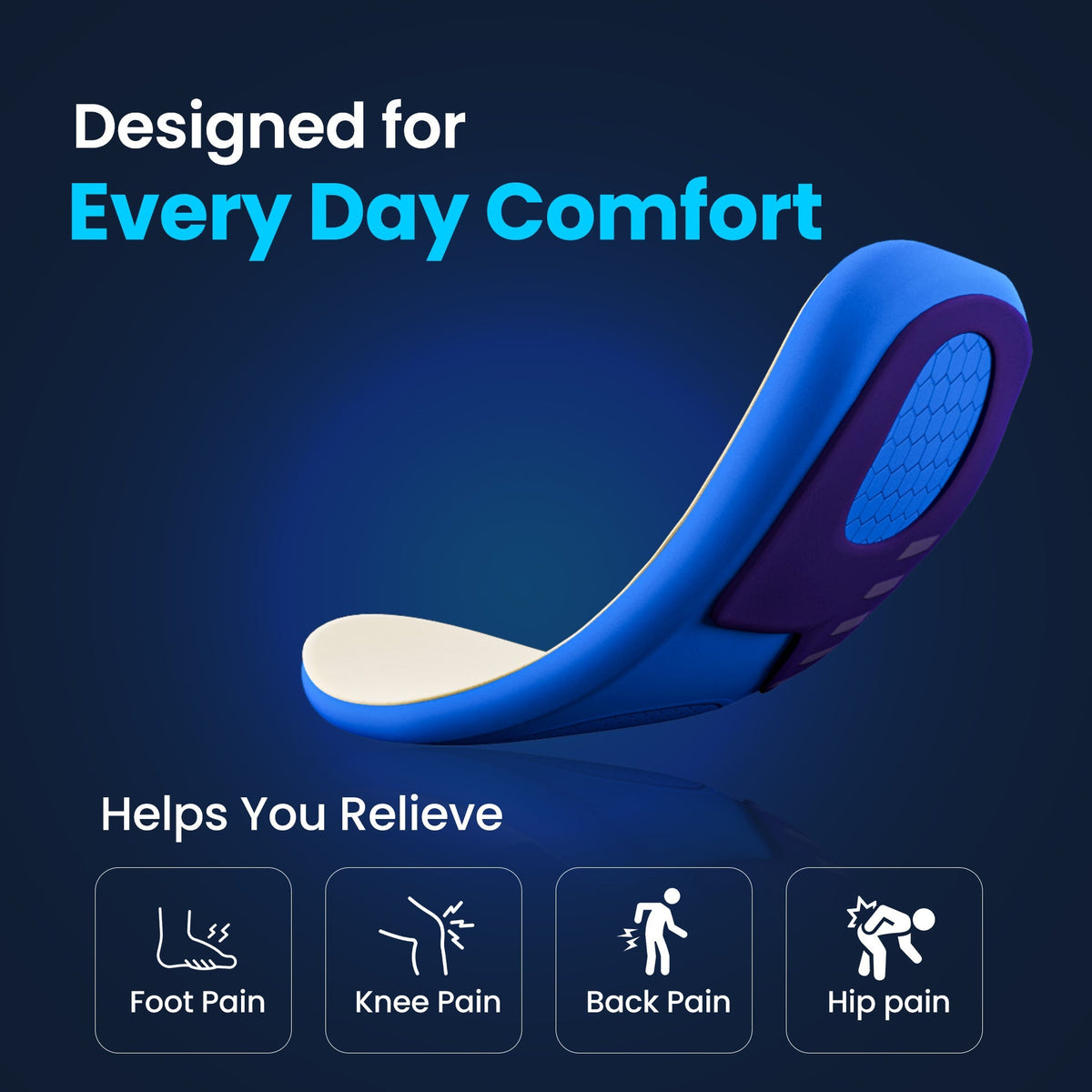 2-Pack Memory Foam Gel Sport Insoles for Running, Walking and Everyday Support