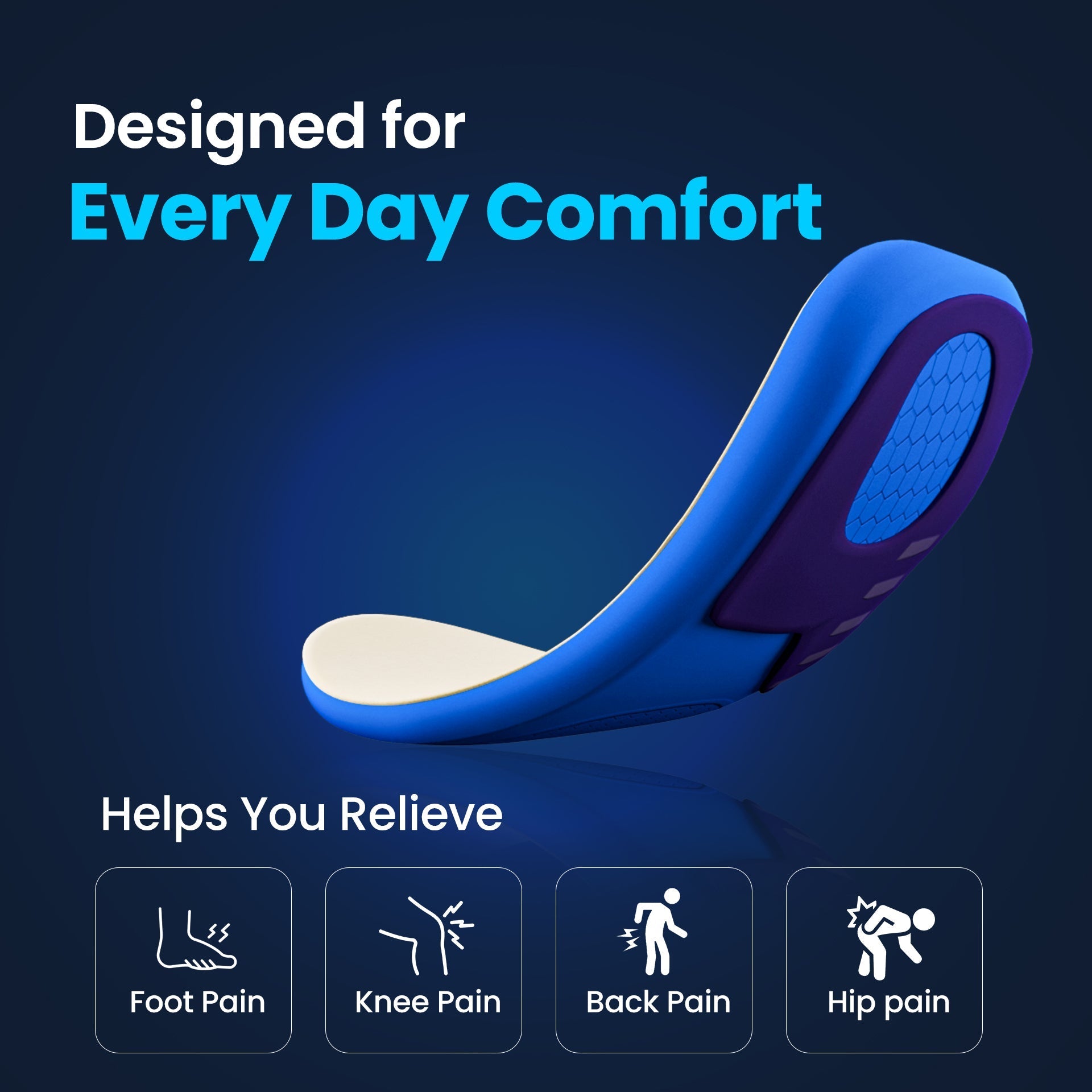 2-Pack Memory Foam Gel Sport Insoles for Running, Walking and Everyday Support