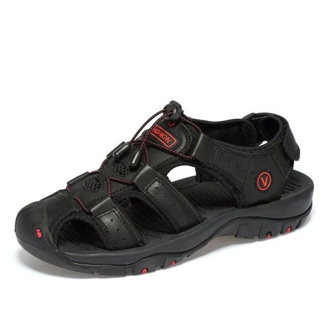 Men's Ortho Heel Strap Sandals for Hiking, Walking and Outdoor Comfort - Black