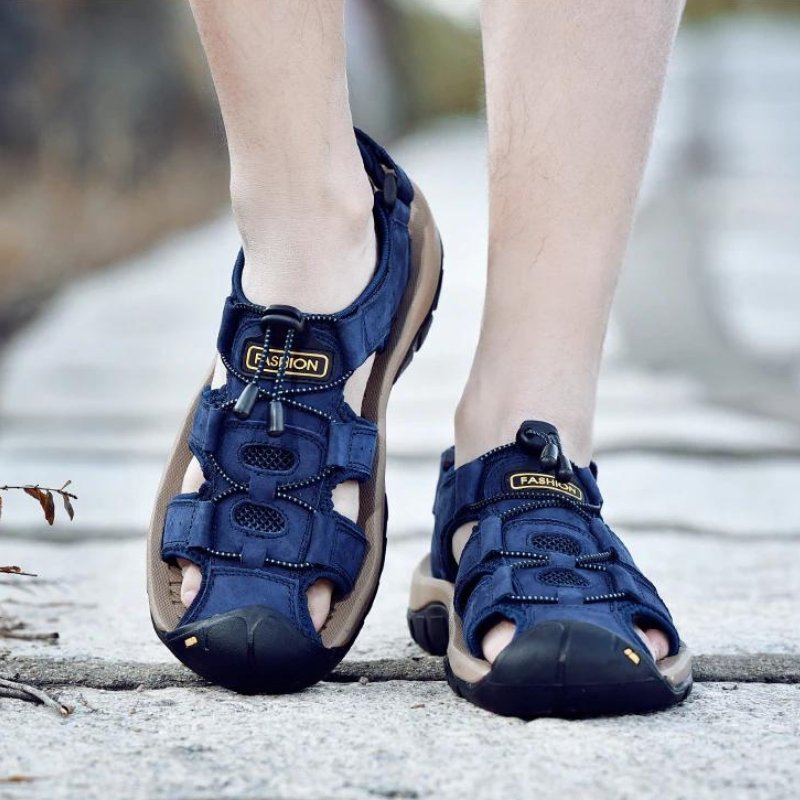 Men's Ortho Heel Strap Sandals for Hiking, Walking and Outdoor Comfort - Blue