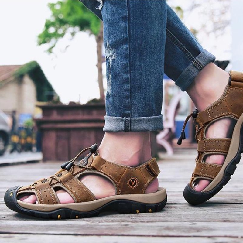 Men's Ortho Heel Strap Sandals for Hiking, Walking and Outdoor Comfort - Espresso