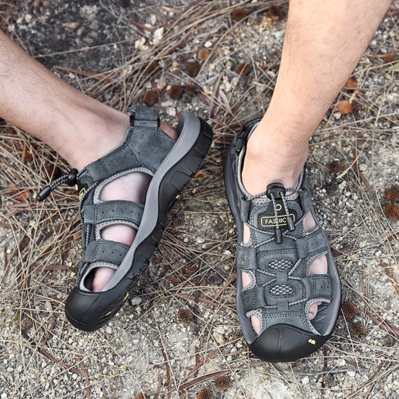 Men's Ortho Heel Strap Sandals for Hiking, Walking and Outdoor Comfort - Gray