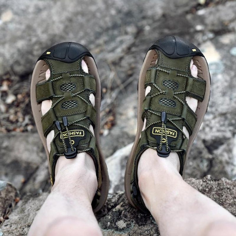 Men's Ortho Heel Strap Sandals for Hiking, Walking and Outdoor Comfort - Green