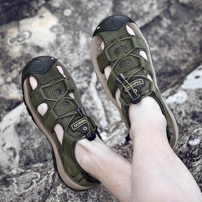 Men's Ortho Heel Strap Sandals for Hiking, Walking and Outdoor Comfort - Green
