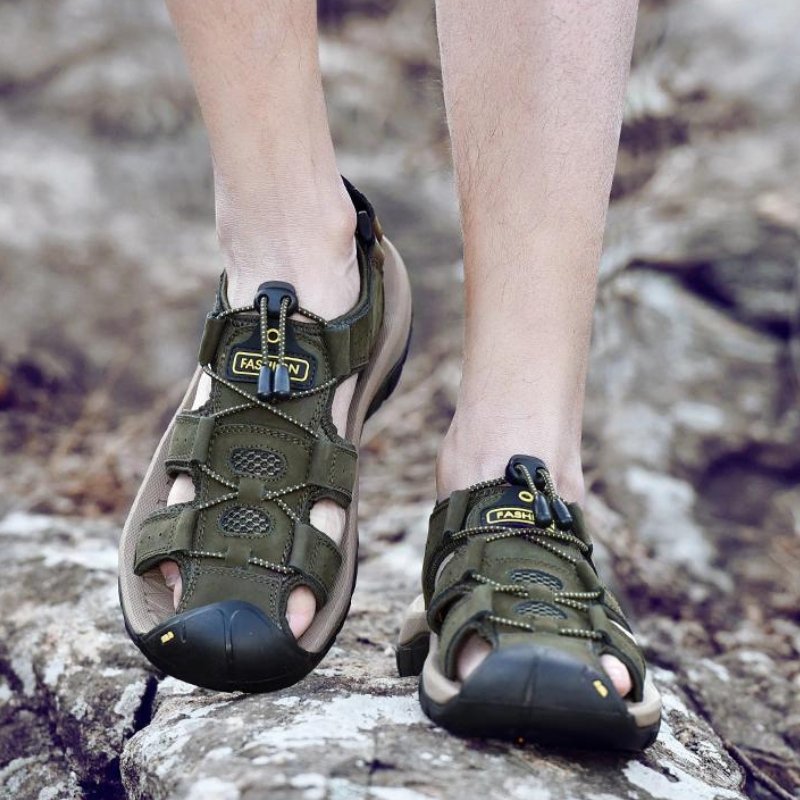 Men's Ortho Heel Strap Sandals for Hiking, Walking and Outdoor Comfort - Green