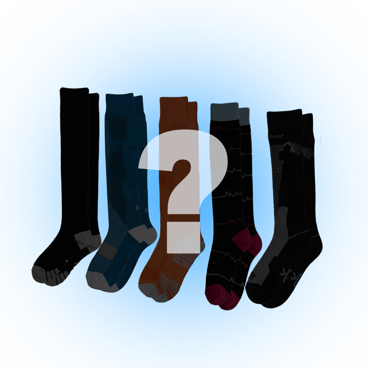 5-Pack Mystery Compression Socks for Work, Travel and All-Day Leg Support