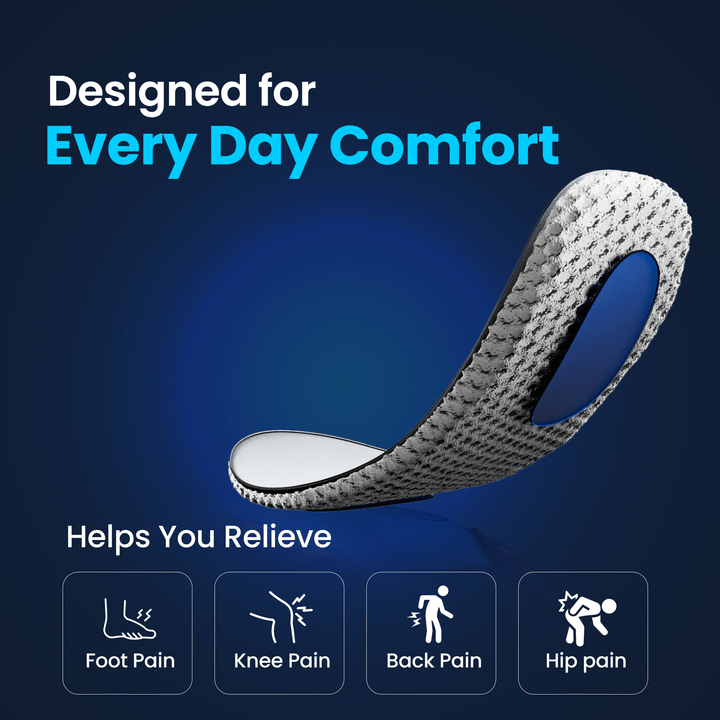 3-Pack Ortho Arch Support Gel Insoles for Walking, Work and All-Day Foot Comfort