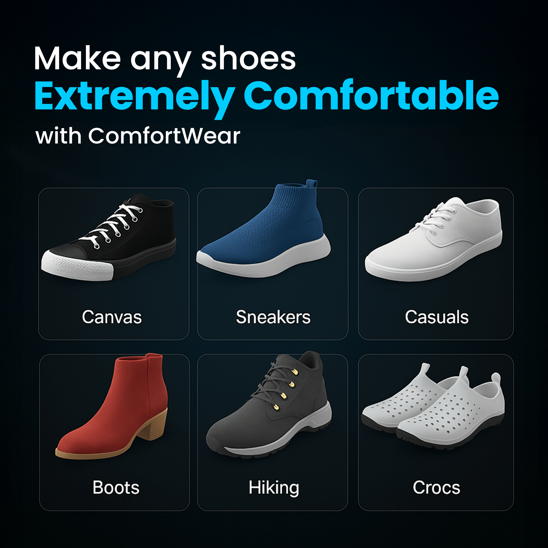 All-Day Comfort and Support Shoe Insoles for Walking, Work and Standing