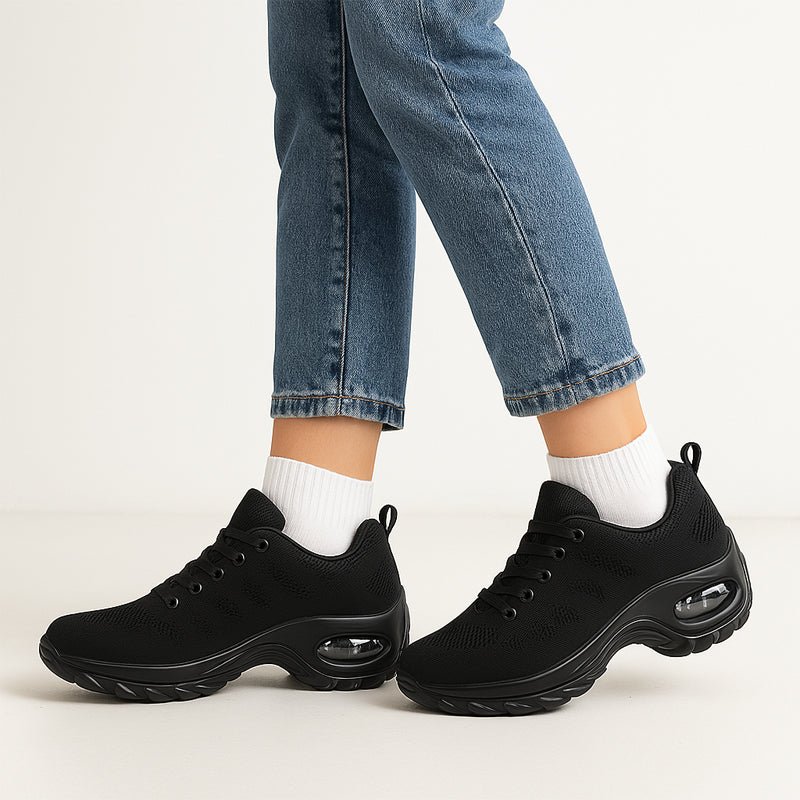 Women's Energy Max Stretch Walking Shoes with Cushioned Arch Support - Black