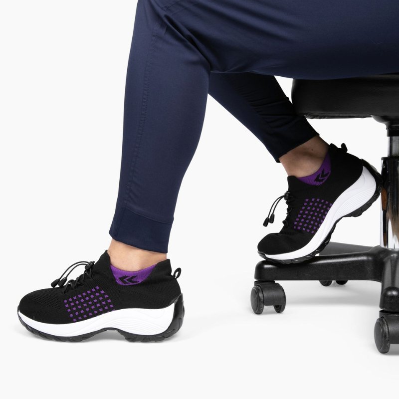 Women's Ortho Stretch Cushion Shoes for Arch Support and All-Day Walking Comfort - Black Purple