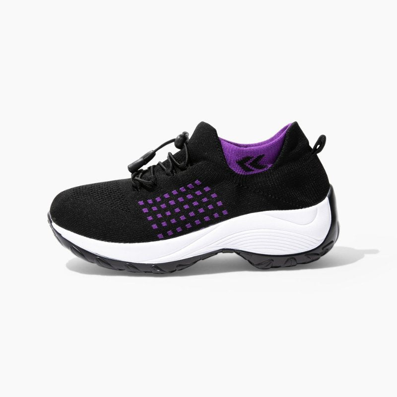 Women's Ortho Stretch Cushion Shoes for Arch Support and All-Day Walking Comfort - Black Purple