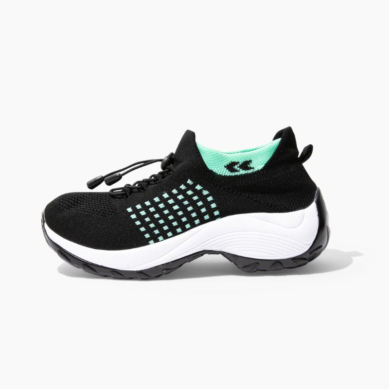 Women's Ortho Stretch Cushion Shoes for Arch Support and All-Day Walking Comfort - Black Sky Blue