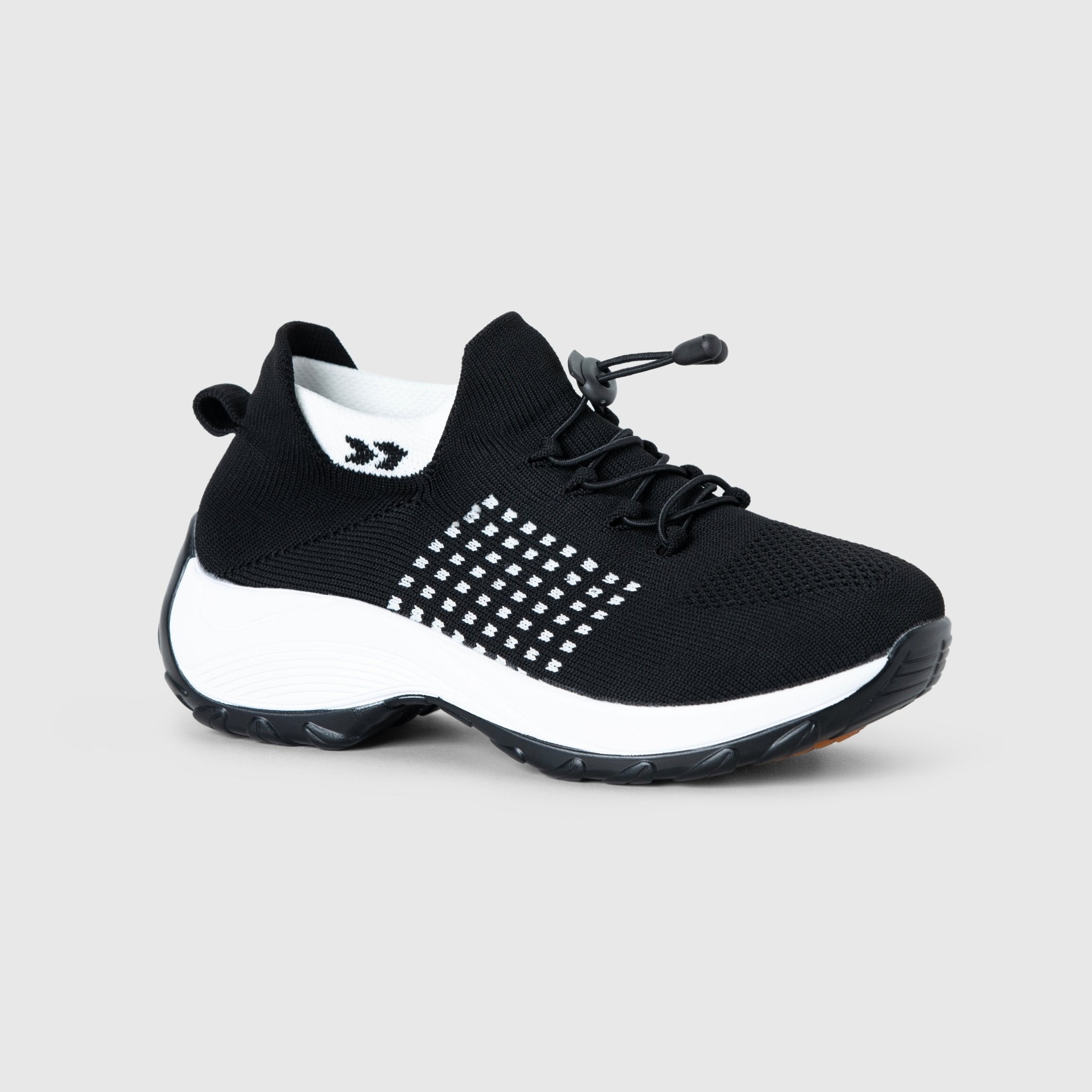 Women's Ortho Stretch Cushion Shoes for Arch Support and All-Day Walking Comfort - Black White