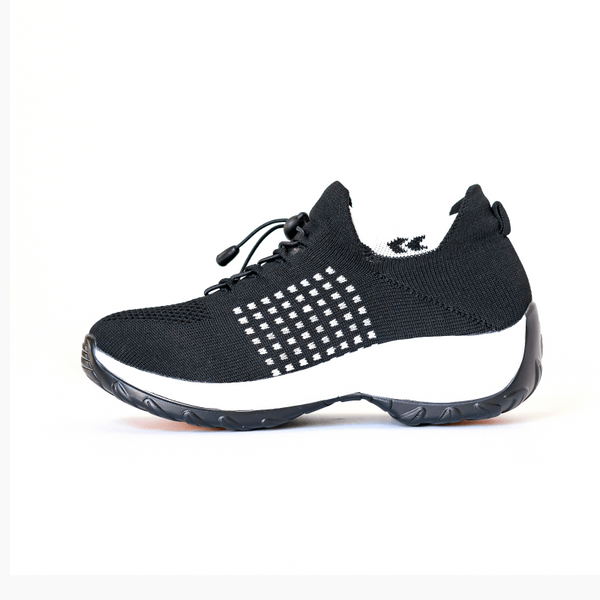 Women's Ortho Stretch Cushion Shoes for Arch Support and All-Day Walking Comfort - Black White