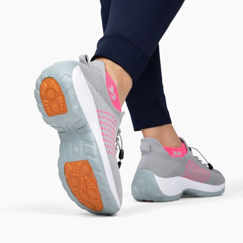 Women's Ortho Stretch Cushion Shoes for Arch Support and All-Day Walking Comfort - Gray Pink