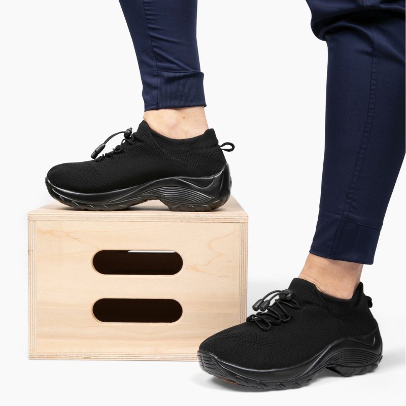 Women's Ortho Stretch Cushion Shoes for Arch Support and All-Day Walking Comfort - Midnight Black