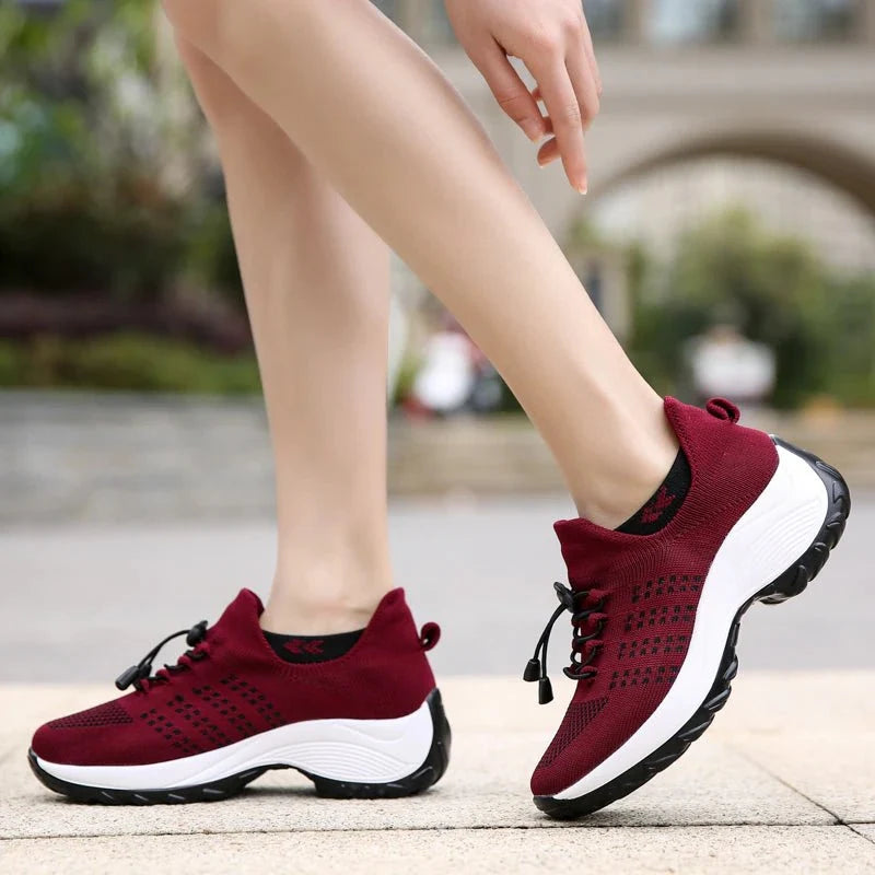 Women's Ortho Stretch Cushion Shoes for Arch Support and All-Day Walking Comfort - Red