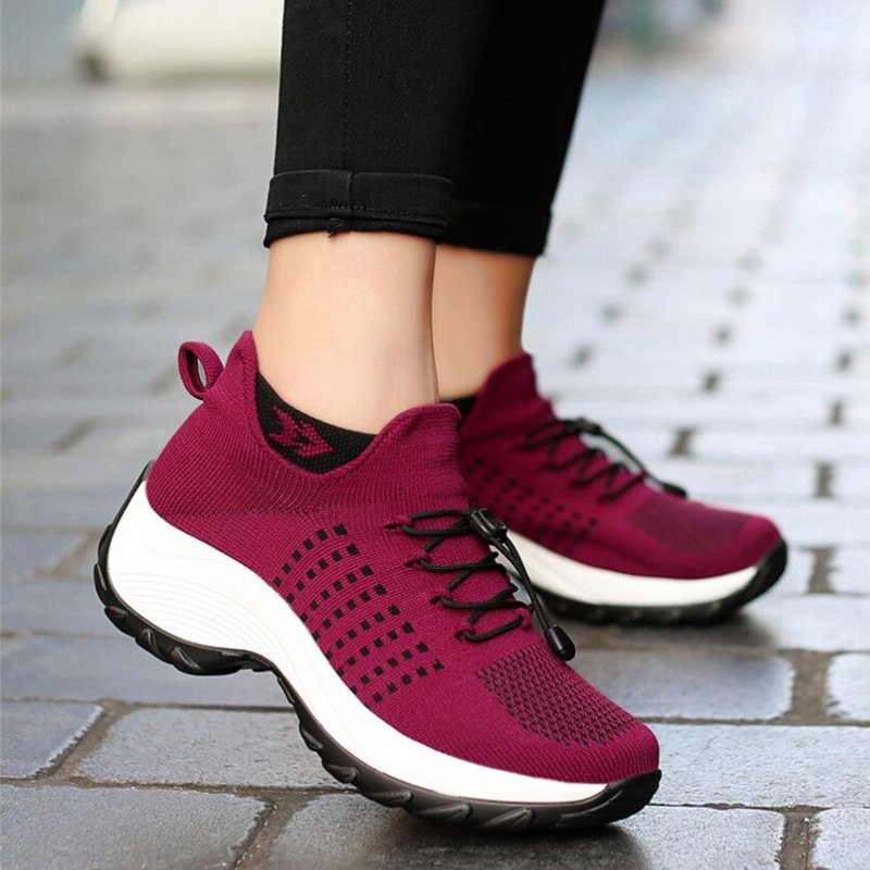 Women's Ortho Stretch Cushion Shoes for Arch Support and All-Day Walking Comfort - Red