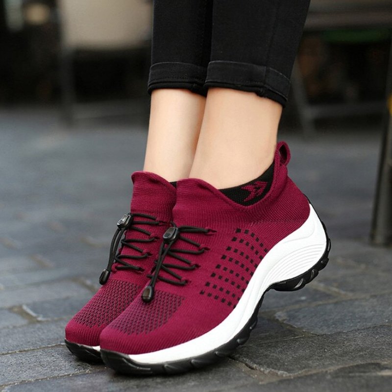 Women's Ortho Stretch Cushion Shoes for Arch Support and All-Day Walking Comfort - Red