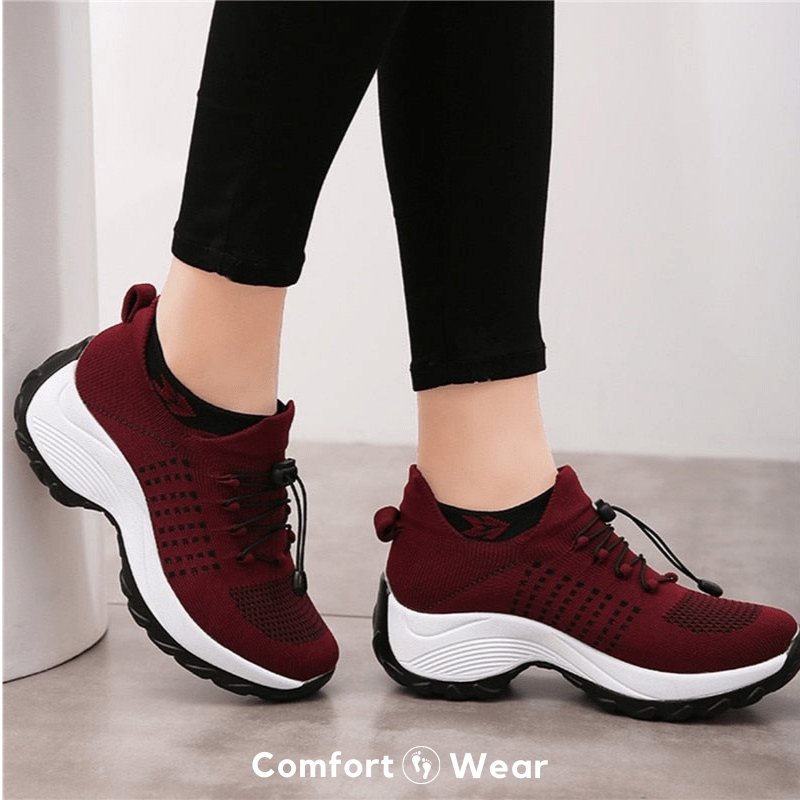 Women's Ortho Stretch Cushion Shoes for Arch Support and All-Day Walking Comfort - Red