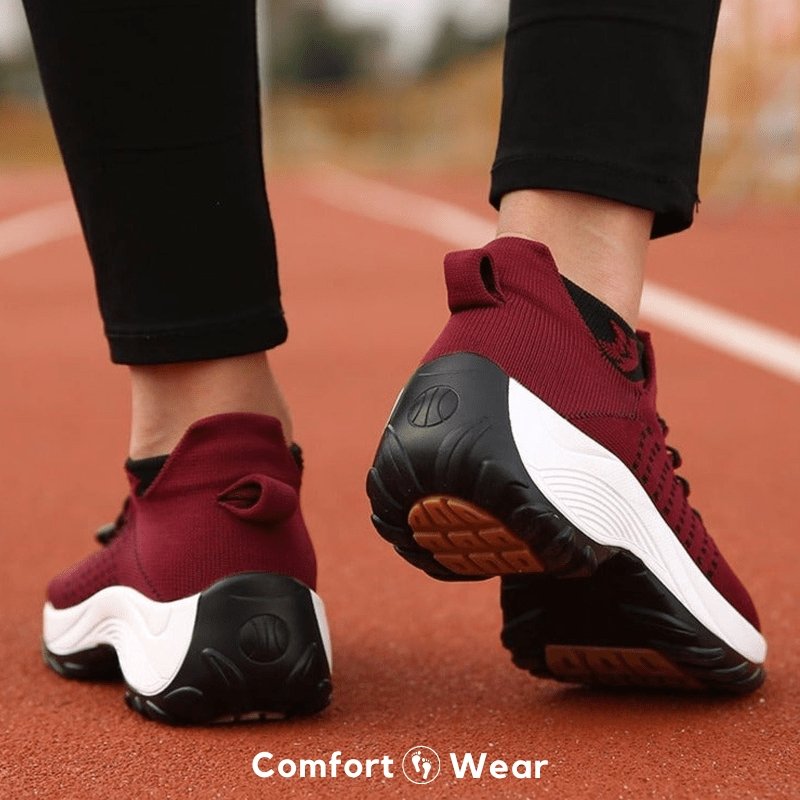 Women's Ortho Stretch Cushion Shoes for Arch Support and All-Day Walking Comfort - Red