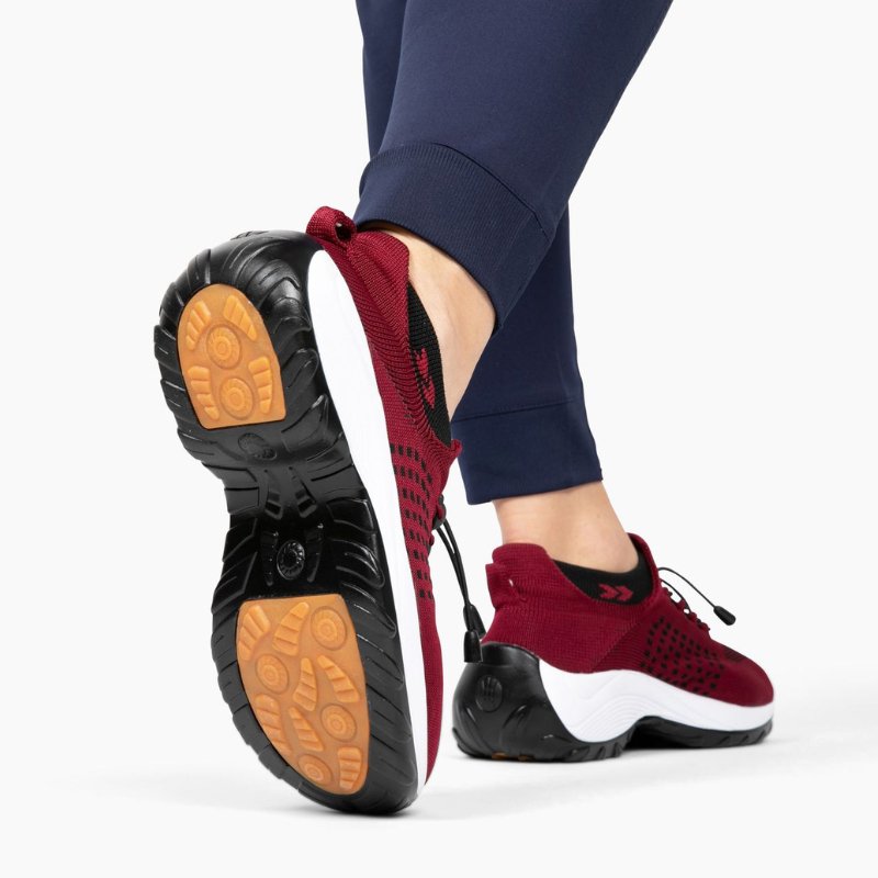 Women's Ortho Stretch Cushion Shoes for Arch Support and All-Day Walking Comfort - Red