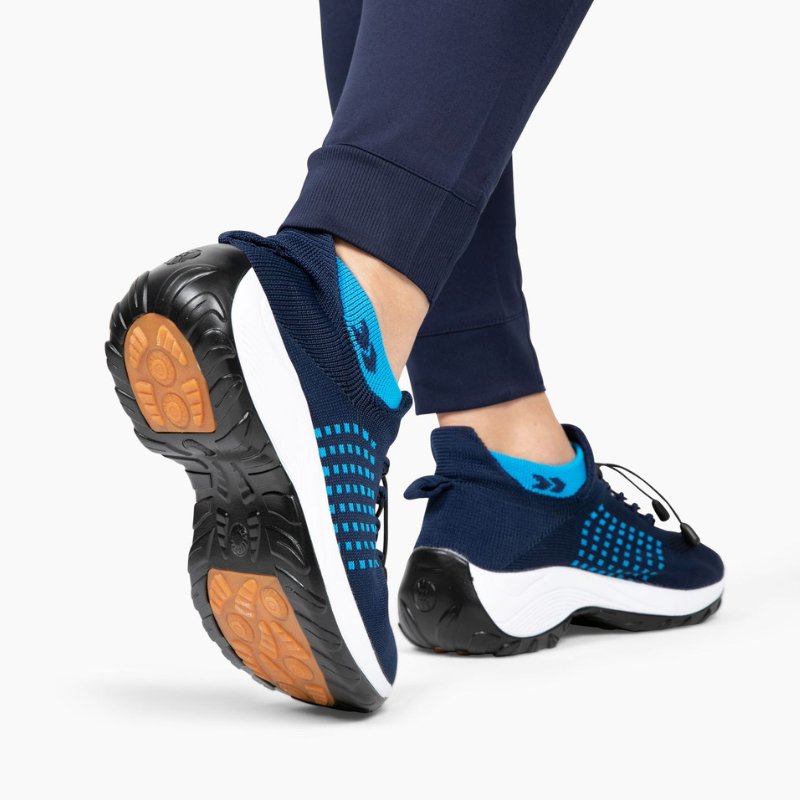 Women's Ortho Stretch Cushion Shoes for Arch Support and All-Day Walking Comfort - White Blue