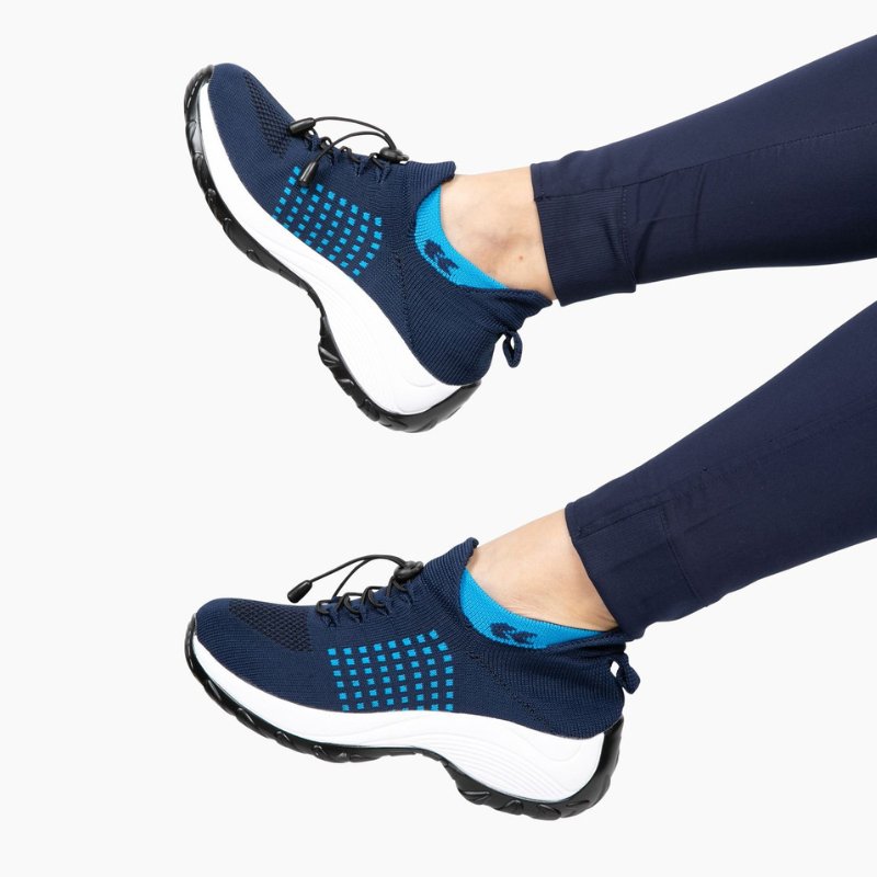 Women's Ortho Stretch Cushion Shoes for Arch Support and All-Day Walking Comfort - White Blue