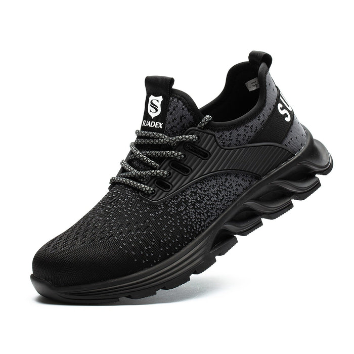 Men's Steel Toe Safety Work Boots with Reinforced Ortho Support for Long Shifts - Black