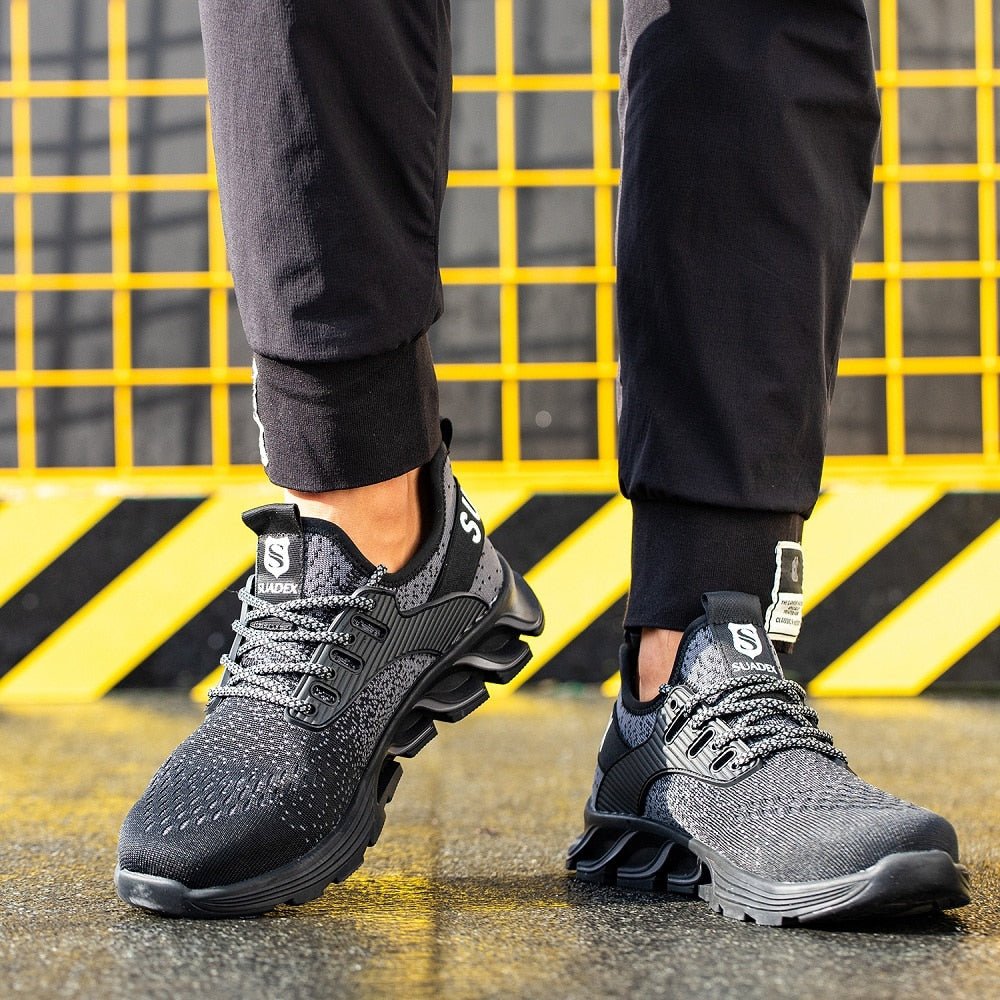 Men's Steel Toe Safety Work Boots with Reinforced Ortho Support for Long Shifts - Grey