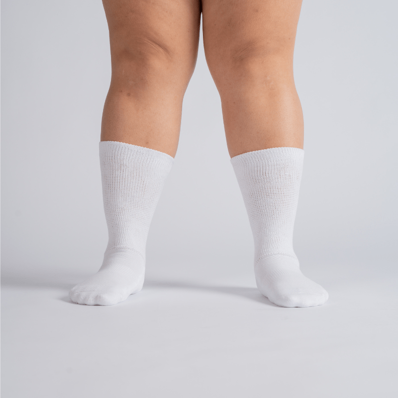 10-Pack Padded Extra-Stretch Crew Socks for Wide Feet and All-Day Comfort - White