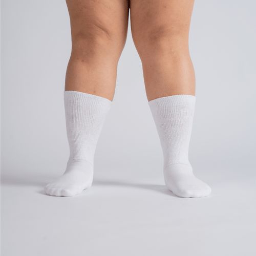 10-Pack Padded Extra-Stretch Crew Socks for Wide Feet and All-Day Comfort - White