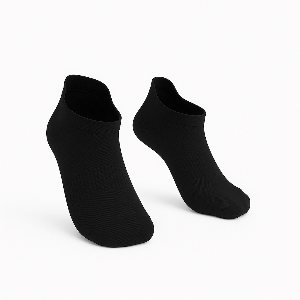 Padded Extra-Stretch Ankle Socks for Wide Feet, Swelling and All-Day Comfort - Black