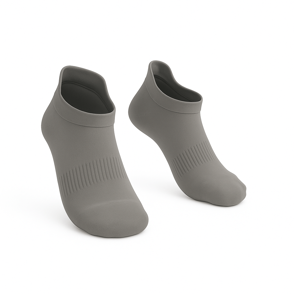 Padded Extra-Stretch Ankle Socks for Wide Feet, Swelling and All-Day Comfort - Grey