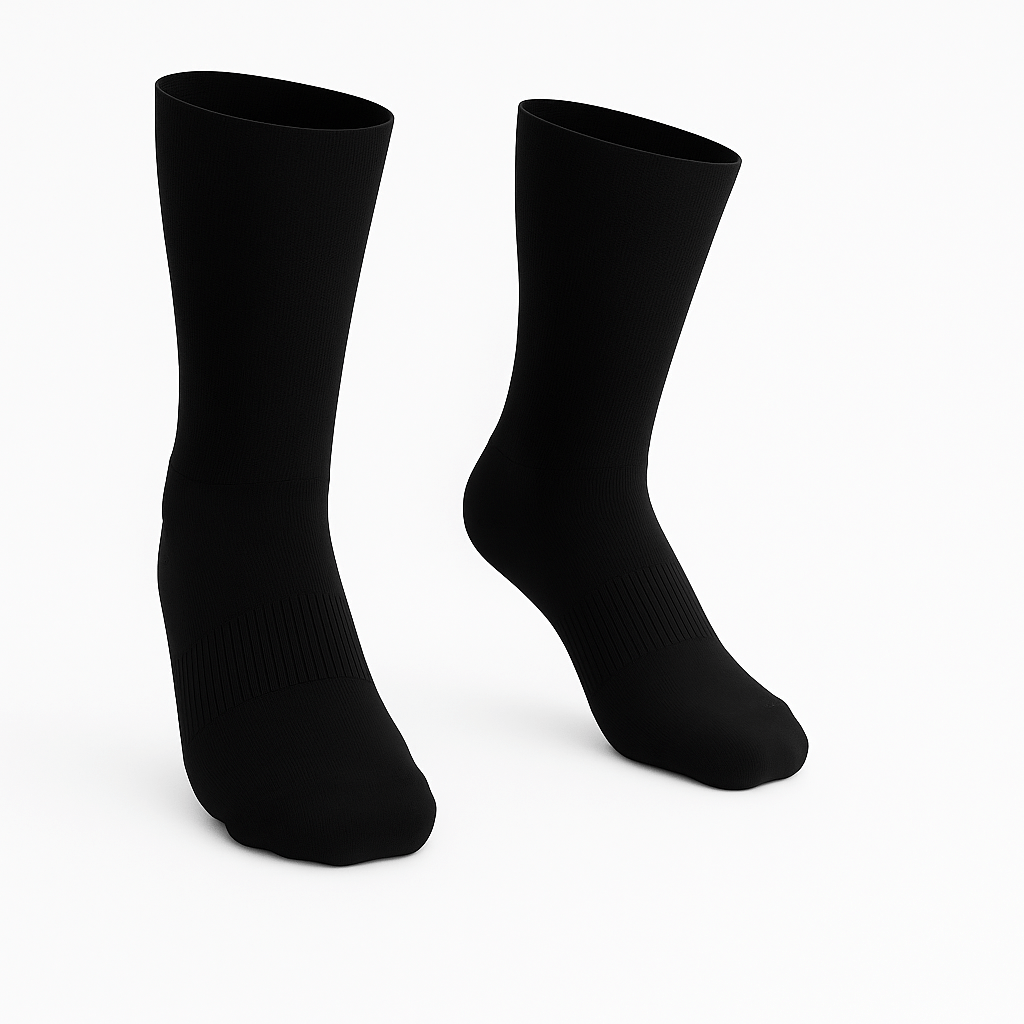 Padded Extra-Stretch Crew Socks for Wide Feet, Swelling and All-Day Comfort - Black