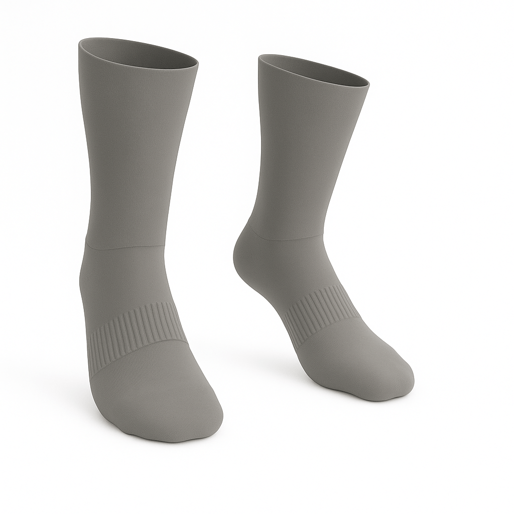 Padded Extra-Stretch Crew Socks for Wide Feet, Swelling and All-Day Comfort - Grey