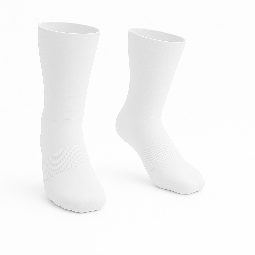 Padded Extra-Stretch Crew Socks for Wide Feet, Swelling and All-Day Comfort - White