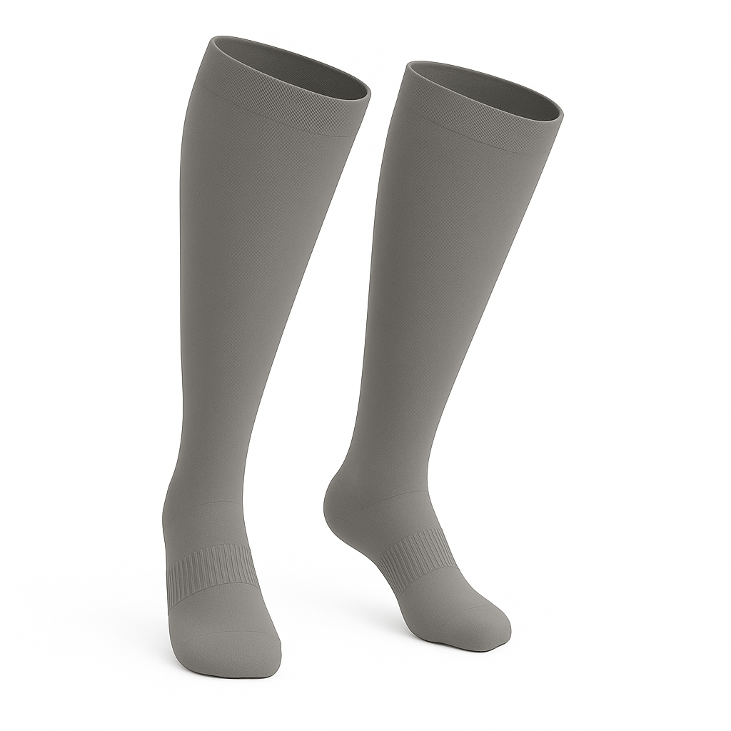 Padded Extra-Stretch Knee Socks for Wide Feet, Swelling and All-Day Comfort - Grey