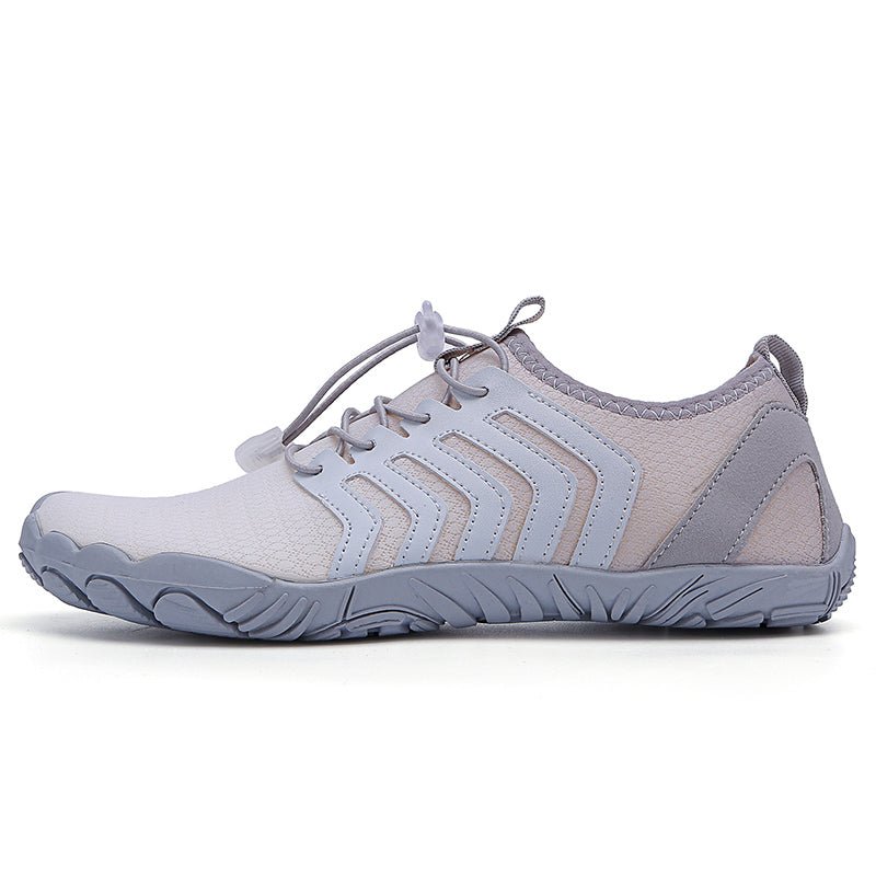 Trail V-Runner Pro Barefoot Shoes for Men and Women - Non-Slip Minimalist Trail Runners - White Gray