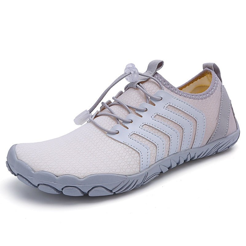 Trail V-Runner Pro Barefoot Shoes for Men and Women - Non-Slip Minimalist Trail Runners - White Gray